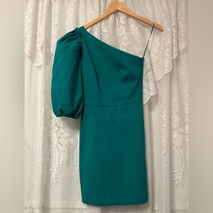 ZARA Green One Shoulder Mini Dress Bodycon Party Cocktail